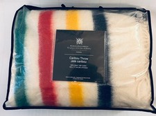 Vintage Hudson’s Bay HBC Caribou Throw Blanket 100% Wool 42x70 Made England NEW picture