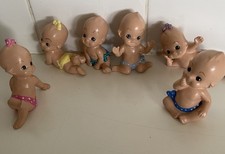 Vtg 7cm Kewpie Style Japan Porcelain Set Of 6 Mischevious Baby Cherub Figures picture