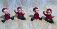 VTG Lot of 4-1950s celluloid Christmas Pixie Elf Figurines , Hand Painted NOS picture