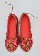 RUBY RED SLIPPER Ornament Sequin Wizard of Oz Dorothy Shoes Christmas 4” Gold picture