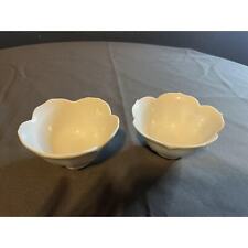 Vintage Beautiful White Porcelain Lotus Flower Shaped 4” Bowl Lot Of 2 picture