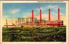 1942 Consumers Power Company Plant Saginaw Michigan Industrial Postcard picture