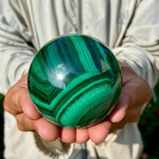 1.21LB Rare Natural Malachite quartz hand Carved sphere Crystal Healing picture