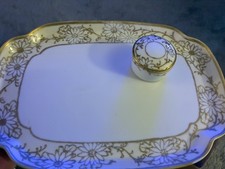 Antique Nippon Vanity Tray + Jar Set Morimura Moriage Daisy Gold c.1911-1921 picture