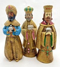 Set of 1960s Composite Paper Mache 3 Wisemen, Vintage MCM Mod Christmas Holiday picture