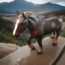 Vintage Breyer Reeves Traditional Draft Horse Brown Green Tail Ribbon 11 picture