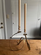 Vintage Mid Century Gold Ribbon Spiral Taper Candle Holder Artisan Canada picture