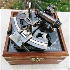 Marine Vintage Box Antique Sextant Nautical Brass Astrolabe Working Original picture