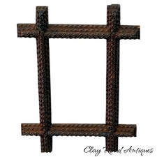 antique tramp art  Frame Chip carved victorian Black Forest miniature picture