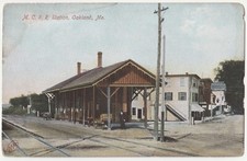 Oakland Maine ME Maine Central Railroad MCRR Train Station Depot Postcard c1908 picture