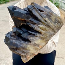 12.9LB  Large Natural Smoky Black Quartz Cluster Crystal raw Specimen Healing picture