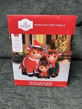 Holiday Time 4.2ft Highland Cow Family Christmas AirBlown Inflatable Yard New picture