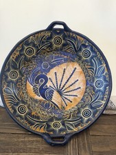 Handmade Mexican Talavera Blue Bird Blue Redware  16” Hand Crafted picture
