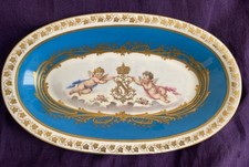 19 CENTURY FRENCH SEVRES PORCELAIN PLATE CHATEAU DE TUILERIES ARMORIAL PUTTI picture