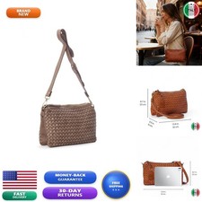 Italian Genuine Leather Crossbody Bag for Women - Taupe picture