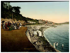England. Lyme Regis. Marine Parade East. Vintage photochrom by P.Z, Photochro picture