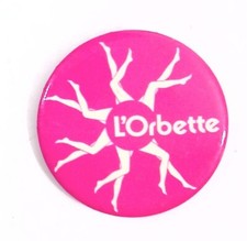 Vintage L'Orbette Graphic Pinback Button Pink Collectible - Las Vegas picture