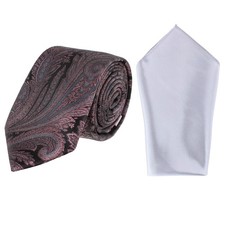 Essentials by Trafalgar Paisley Patterned Necktie and Solid Pocket Square Set picture