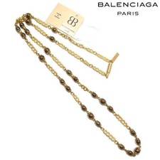 Balenciaga B Logo Stone Vintage Long Necklace Gold, Pre-owned picture