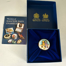 Halcyon Days Enamels Teddy Bear & Doll Trinket Box w/ Blue Box & Booklet picture