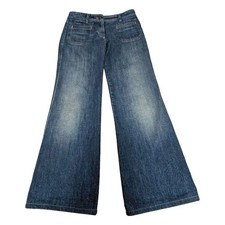 Chloe Wide Leg Flare Jeans Blue Denim Cotton Made In Italy Size 36 Womens picture