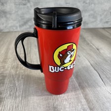 Buc-ee’s 34 oz Travel Mug Red Beaver Logo Insulated Coffee Mug w/ Lid Used picture