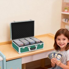 Card Storage Box Card Display Case 4 Row Card Holder Box With 8 Dividers W/key picture