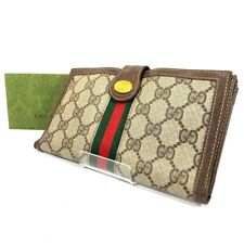 Authentic Gucci Vintage Wallet Sherry Bifold Long Purse GG Supreme PVC Brown picture