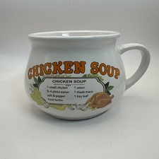 Vintage Dat'l Do-It Chicken Soup Mug Recipe Ceramic Pot Bowl Cup Handle picture