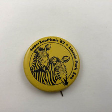 SUPER ZOO PICNIC 1982 / Lincoln Park Zoo Chicago ~ Vintage Button Pinback picture
