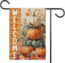 Welcome Fall Thanksgiving Garden Flag for Outside, 12x18 Inch Double Sided Thank picture