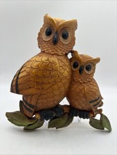 Vintage Homco Owl Family Wall Hanging Art Plaque USA 70s Owls  Decor Mom Baby picture