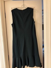 Akris Punto sleeveless dark green wool dress, 8, zips front and back, kick pleat picture