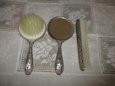 Vintage Silver Plate Baby Vanity Set brush comb mirror picture