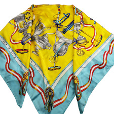 Escada Silk Scarf Colorful Derby Equestrian Style Large 35/36