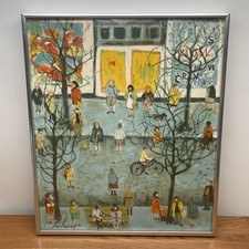 Vintage Nathalie Chabrier French Art print Litho Paris Spring Street 15x18 Frame picture