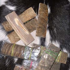 RAM HORN KNIFE HANDLE MATERIAL Premium Natural SCALES 5” X 1.5” X 3/8”  2/set picture