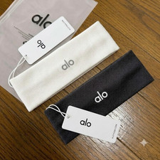 AI0 Yoga Conquer Headband 2 Pack Black White Performance Workout Sports Gym NWT picture