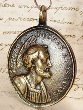 Antique 18th Century Rome Vatican Saint Peter & Paul Pilgrimage Bronze Medal picture