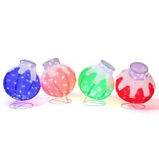Set of 4 Christmas Lighted Ball Ornaments for Outdoor Yard Decoration with Light picture