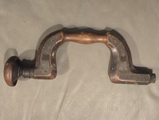 1800s Antique Slater Sheffield Marked Brass & Wood Brace Woodworking Loose Head picture