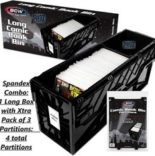 BCW Black Long Comic Book Box Bin +3xtra Partitions HeavyDuty Acid Free Plastic picture