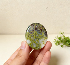 Natural Moss Agate Worry Stone | Energy Calming Pocket Stone Anxiety Relief Gift picture