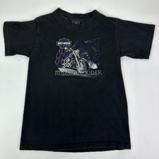 Vtg 90s Harley Davidson T Shirt Midnight Rider Wolf Connecticut Kids 10-12 picture