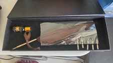 Feather Quill Calligraphy Pen Set 5 Nibs Ink Bottle Gift Box Vintage Style picture
