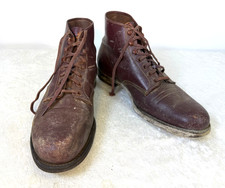 WWII - WW2 US ARMY RUSSET LEATHER SERVICE SHOES STAR BRAND MILITARY BOOTS picture
