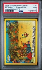 2025 Topps Chrome SpongeBob #161 Bikini Bottom Triangle TRUE Gold Refractor PSA9 picture