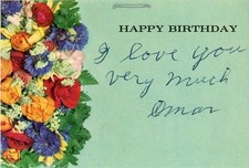 Omar Bradley- Signed Card to his Wife w/Pressed Rose picture