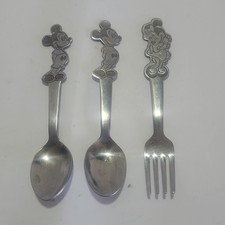 Vintage Walt Disney Mickey Minnie Flatware 3pc Bonny Japan Stainless 1970s 5.5