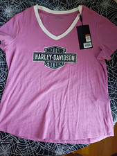 Harley-Davidson Motor Cycles Pink V-Neck Short Sleeve T-Shirt XL picture